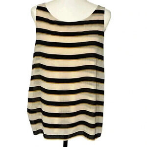 LOFT size M striped tank with sheer top layer EUC